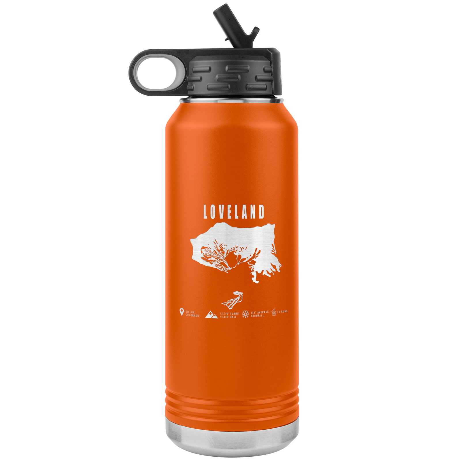 Loveland Colorado Ski Trail Map 32oz Water Bottle Tumbler - Powderaddicts
