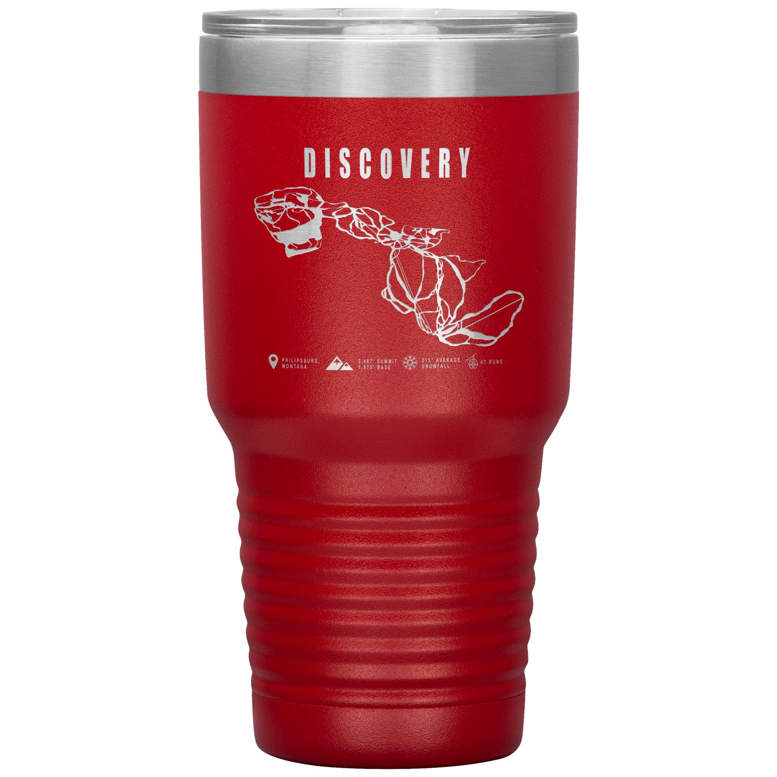 Discovery Montana Ski Trail Map 30oz Tumbler - Powderaddicts
