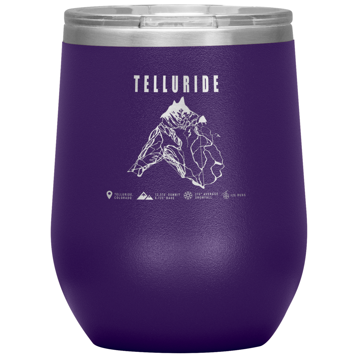 Telluride Colorado Ski Trail Map Wine 12oz Tumbler - Powderaddicts