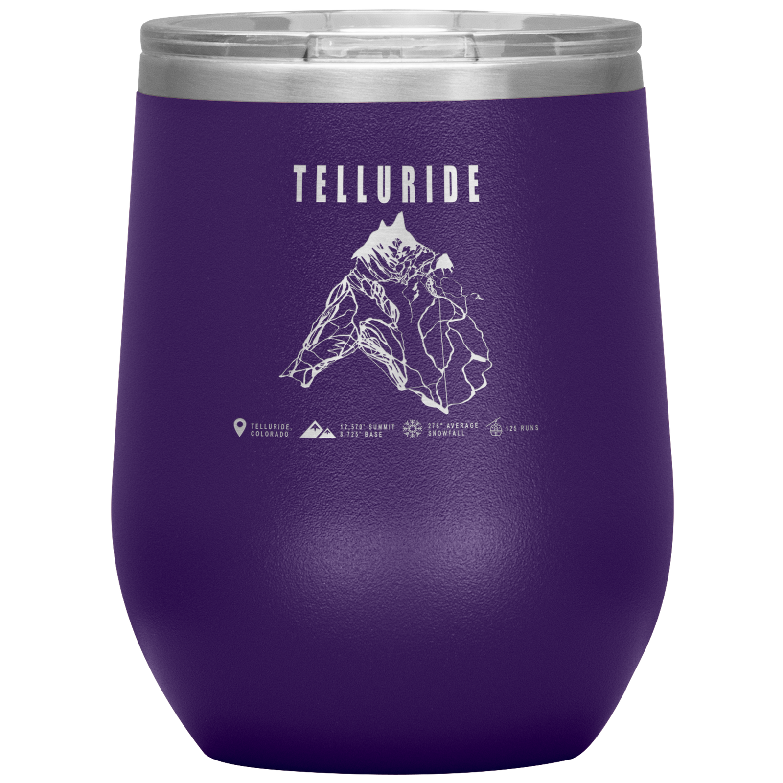 Telluride Colorado Ski Trail Map Wine 12oz Tumbler - Powderaddicts