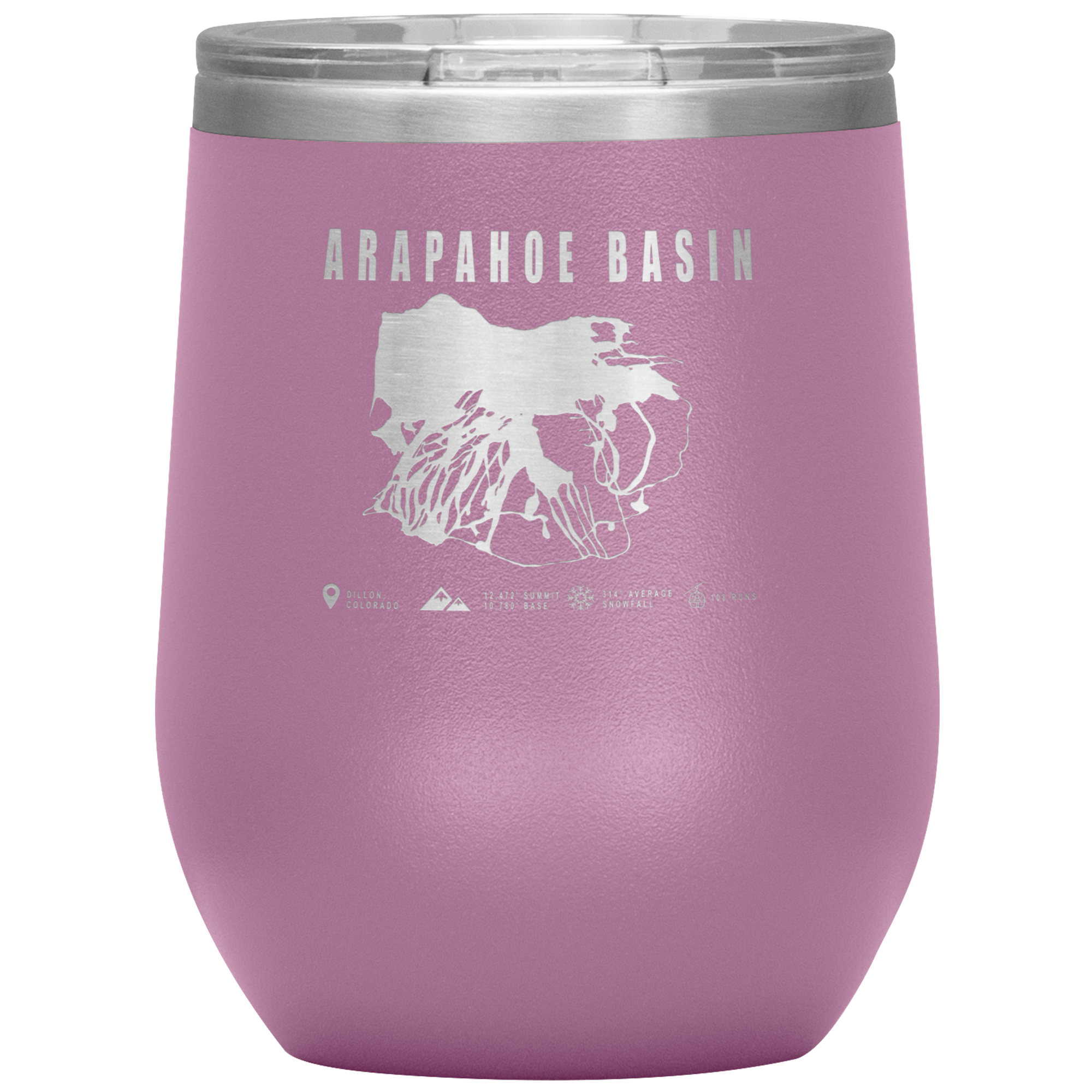 Arapahoe Basin,Colorado Ski Resort Wine 12oz Tumbler - Powderaddicts