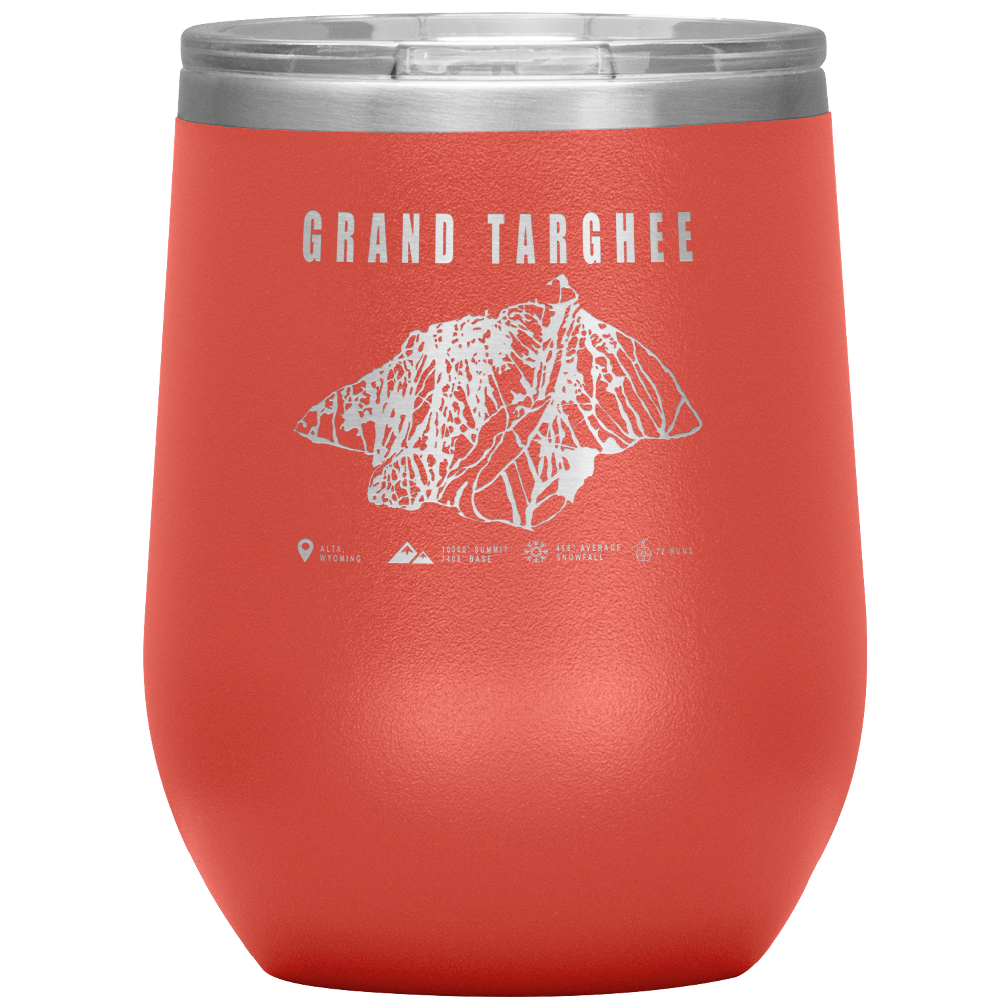 Grand Targhee Wyoming Ski Trail Map Wine 12oz Tumbler - Powderaddicts