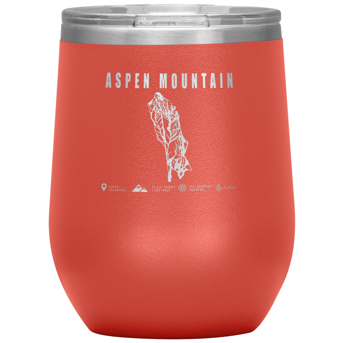 Aspen Mountain Colorado Ski Trail Map Wine 12oz Tumbler - Powderaddicts