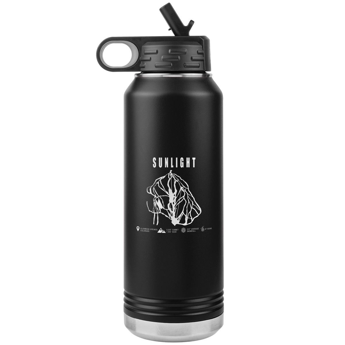 Sunlight Colorado Ski Trail Map 32oz Water Bottle Tumbler - Powderaddicts
