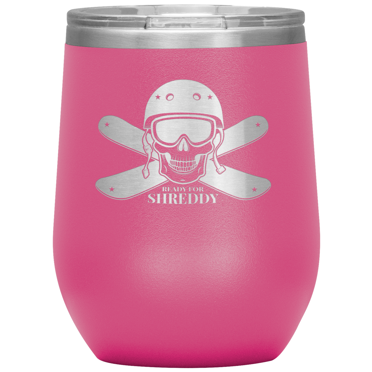 Ready For Shreddy Skeleton Skis Wine 12oz Tumbler - Powderaddicts