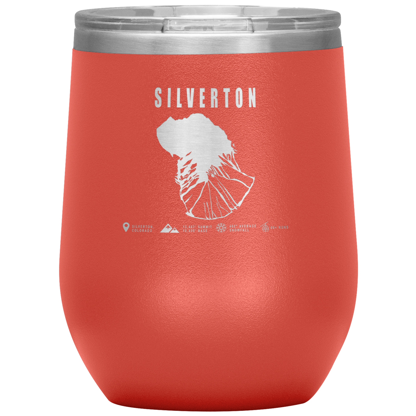 Silverton Colorado Ski Trail Map Wine 12oz Tumbler - Powderaddicts