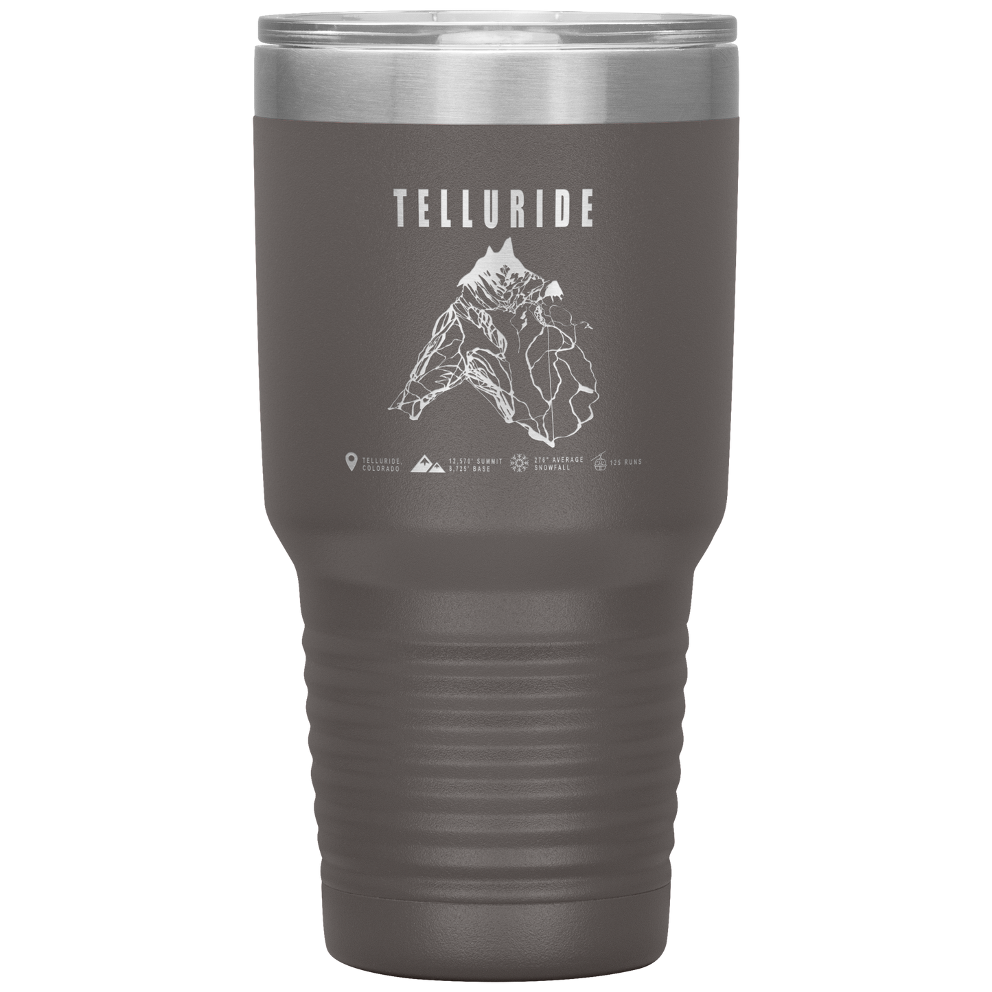 Telluride Colorado Ski Trail Map 30oz Tumbler - Powderaddicts