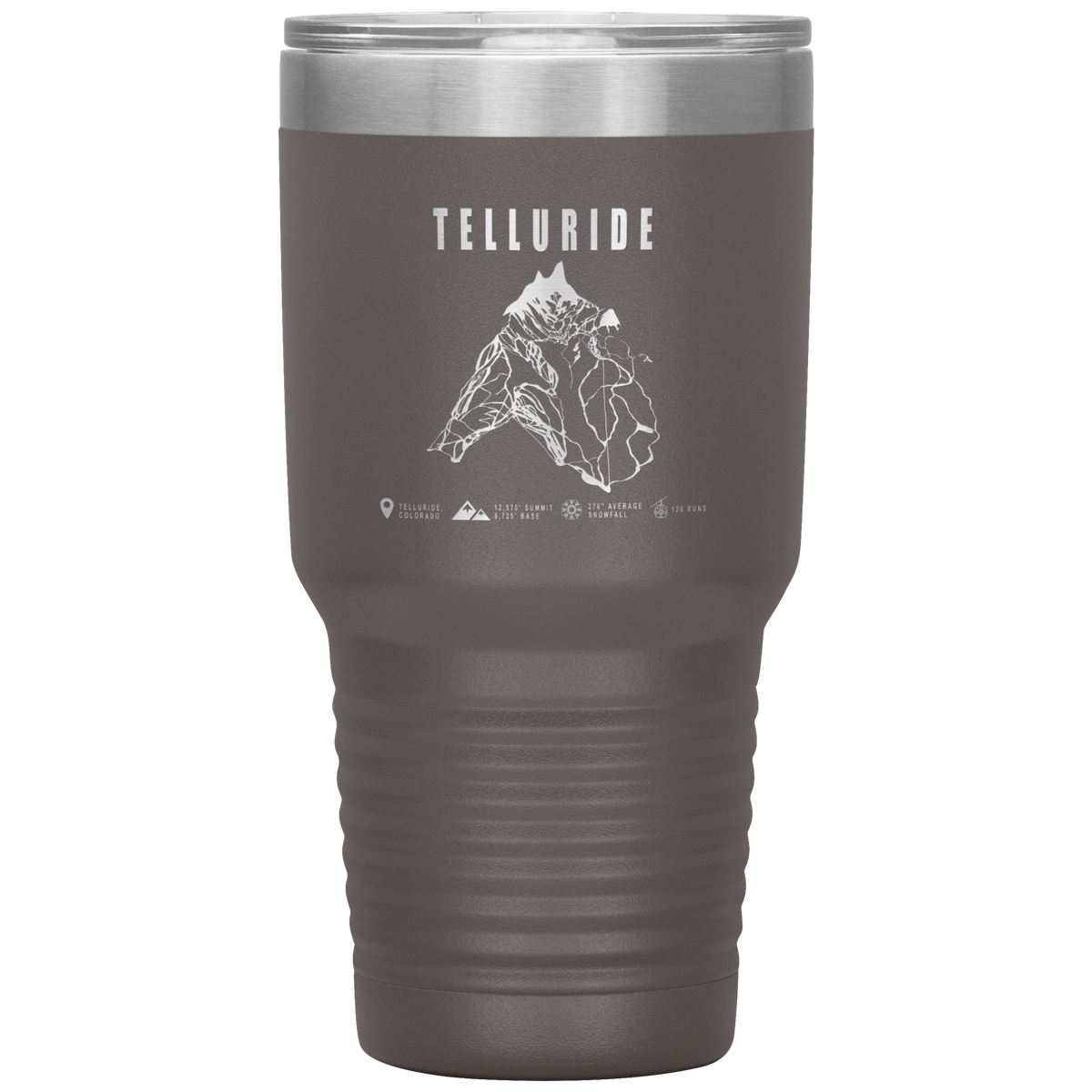 Telluride Colorado Ski Trail Map 30oz Tumbler - Powderaddicts