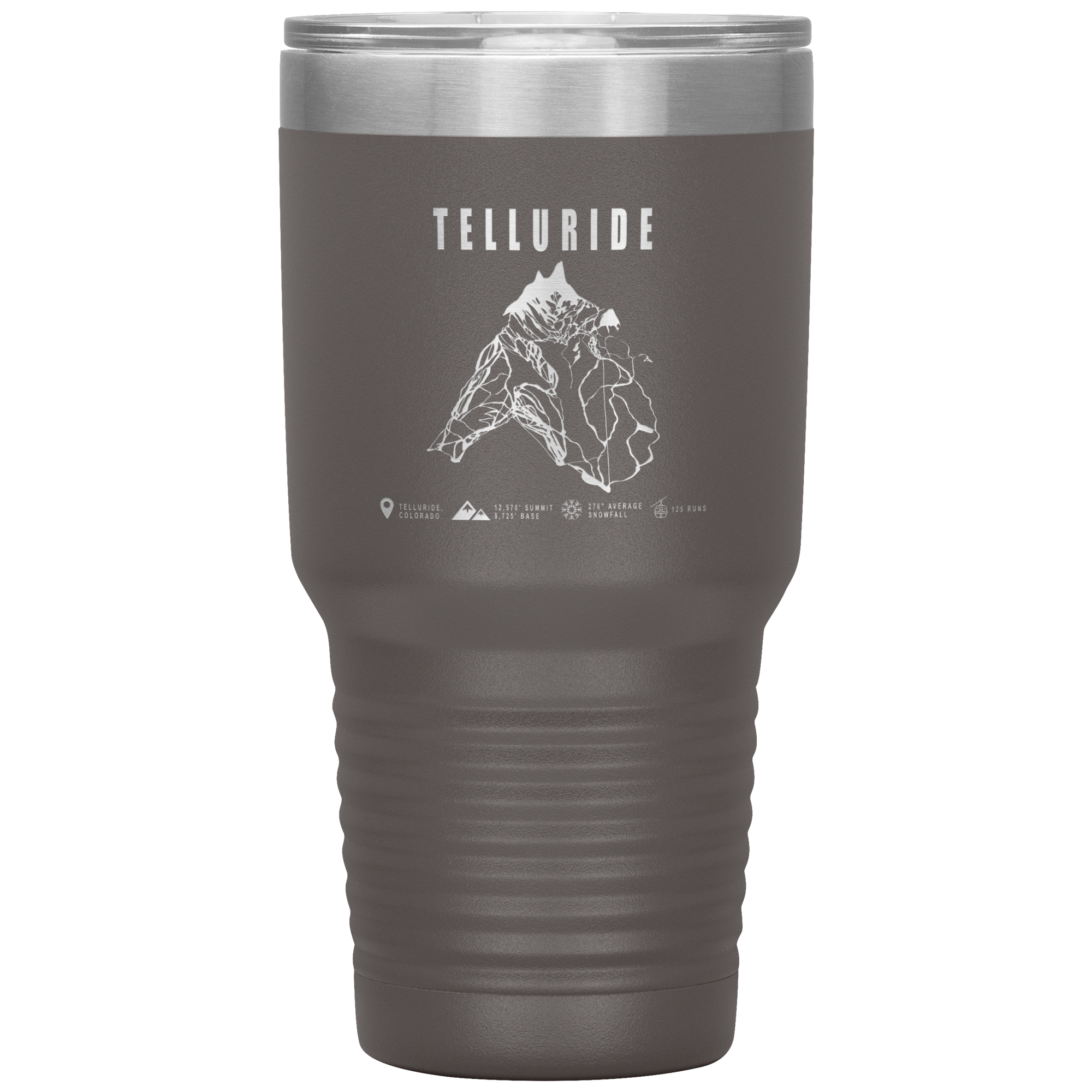 Telluride Colorado Ski Trail Map 30oz Tumbler - Powderaddicts