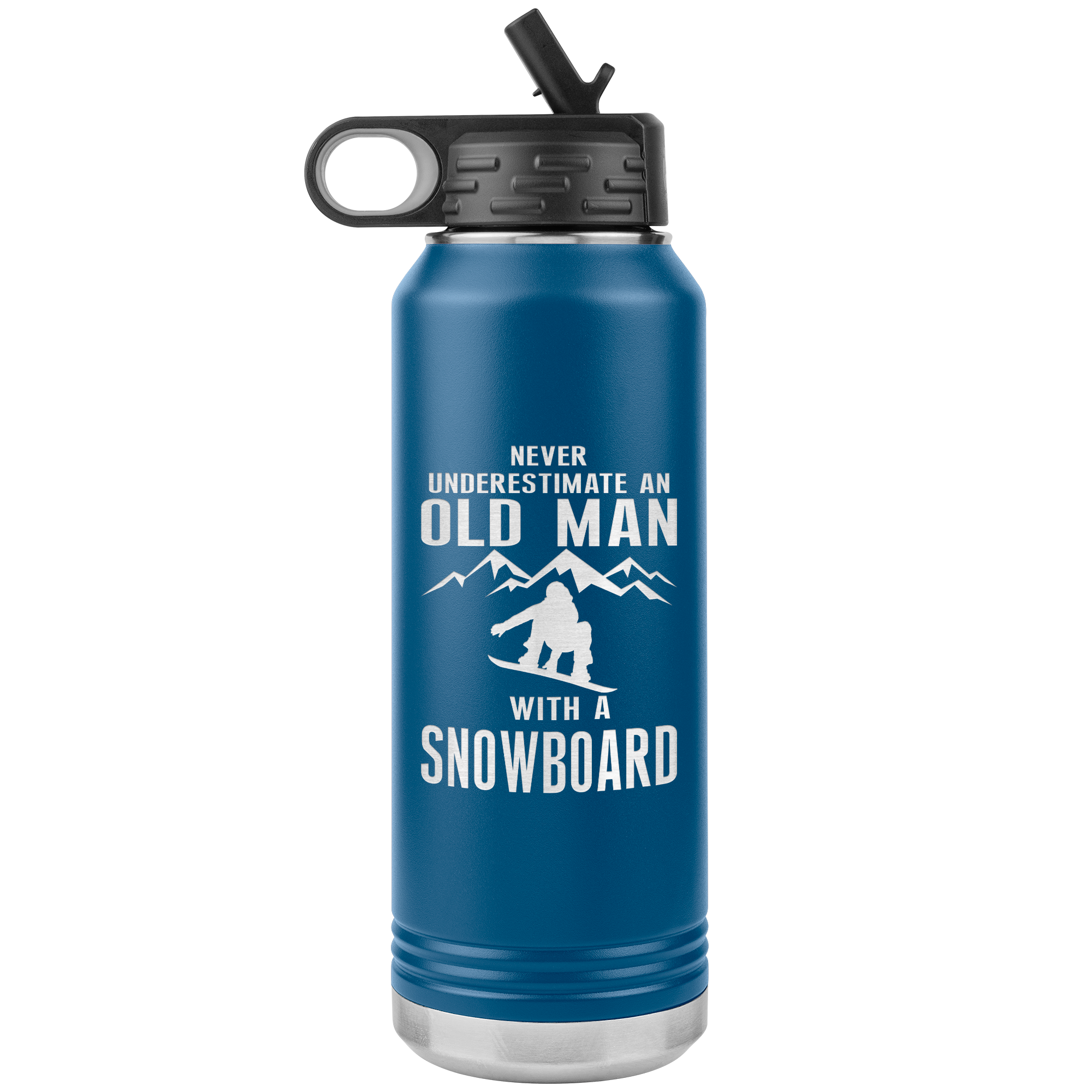 Never Underestimate An Old Man With A Snowboard 32oz Water Bottle Tumbler - Powderaddicts