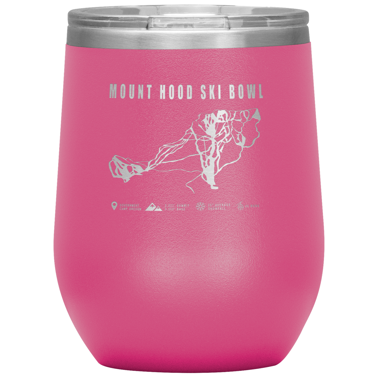 Mount Hood Ski Bowl, Oregon Ski Trail Map Wine 12oz Tumbler - Powderaddicts