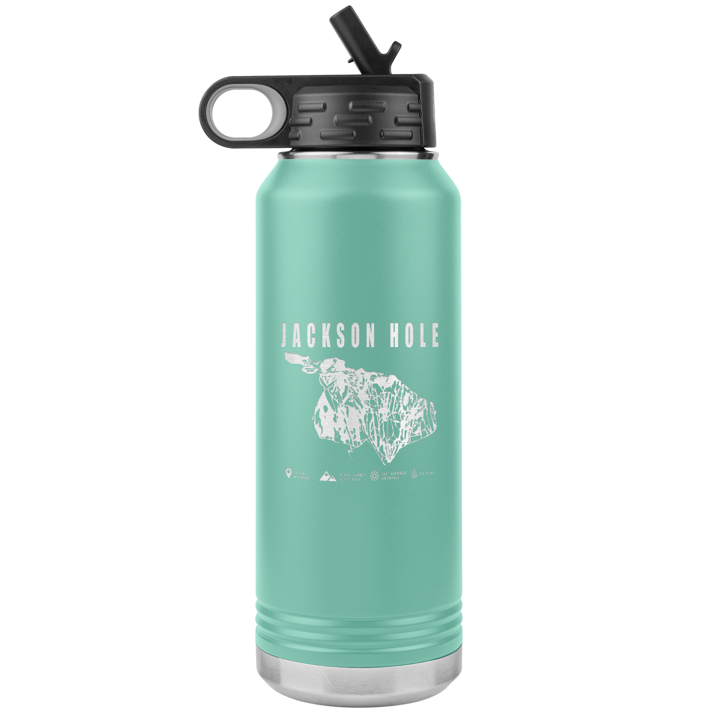 Jackson Hole Wyoming Ski Trail Map 32oz Water Bottle Tumbler - Powderaddicts
