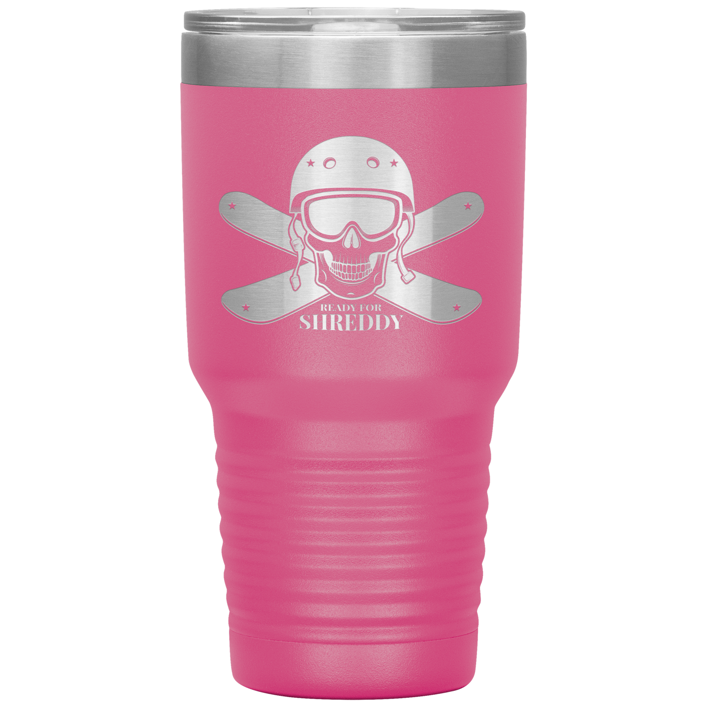 Ready For Shreddy Skeleton Skis 30oz Tumbler - Powderaddicts
