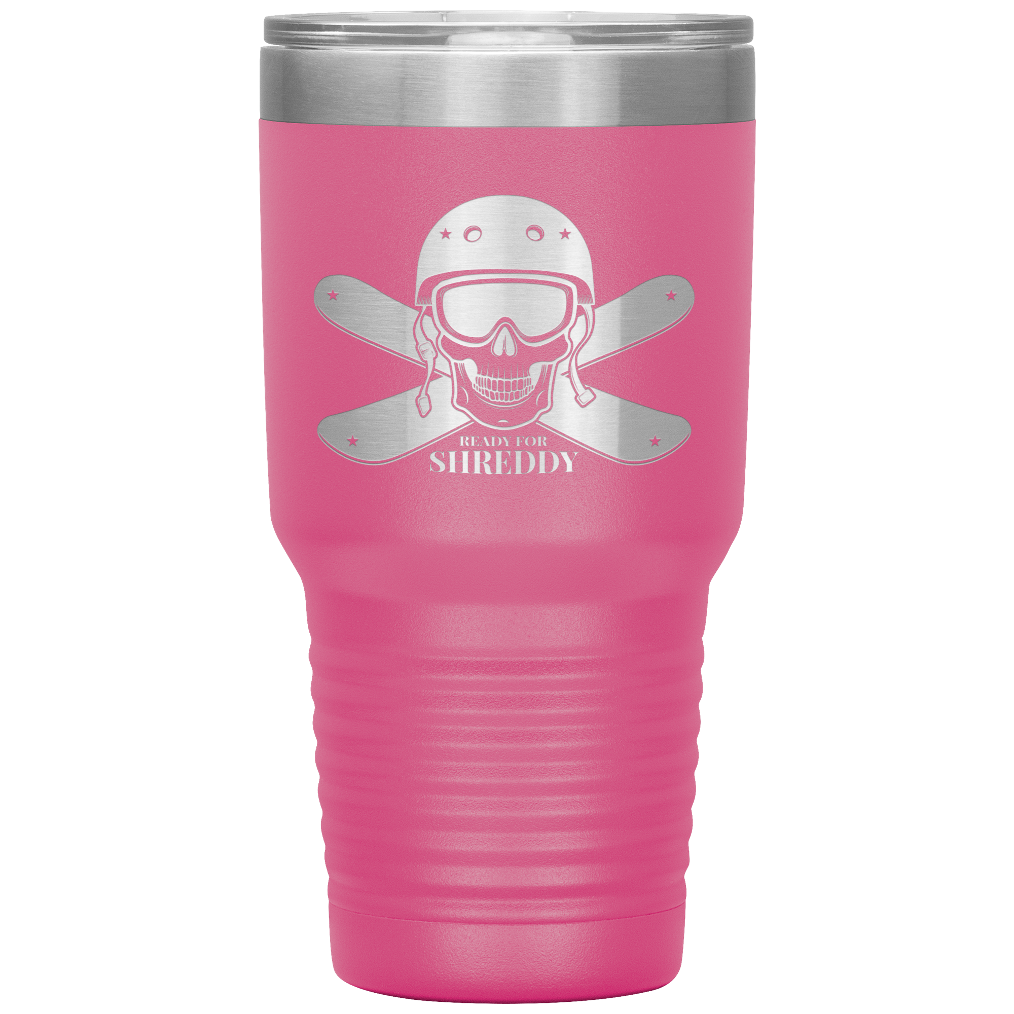 Ready For Shreddy Skeleton Skis 30oz Tumbler - Powderaddicts