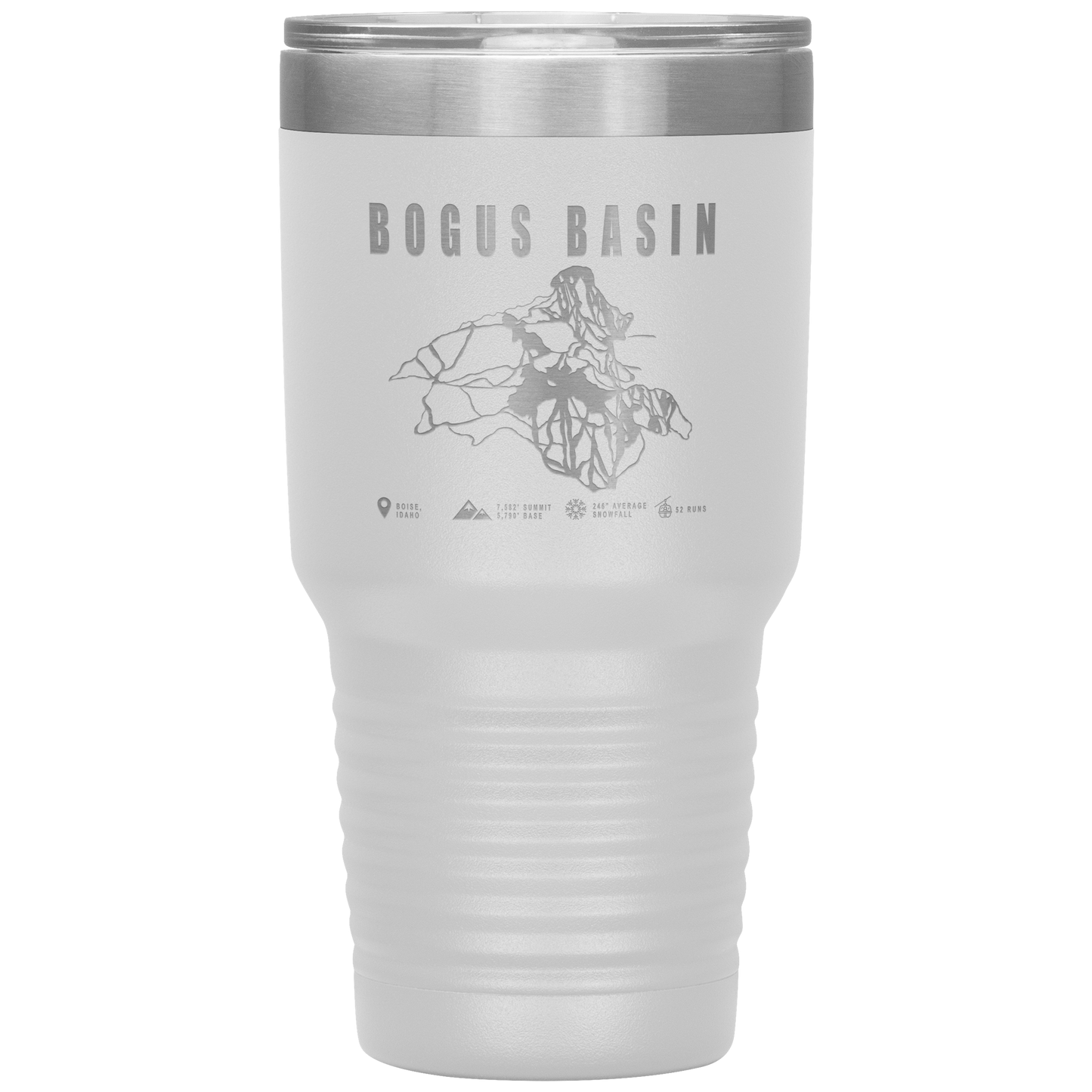Bogus Basin Idaho Ski Trail Map 30oz Tumbler - Powderaddicts