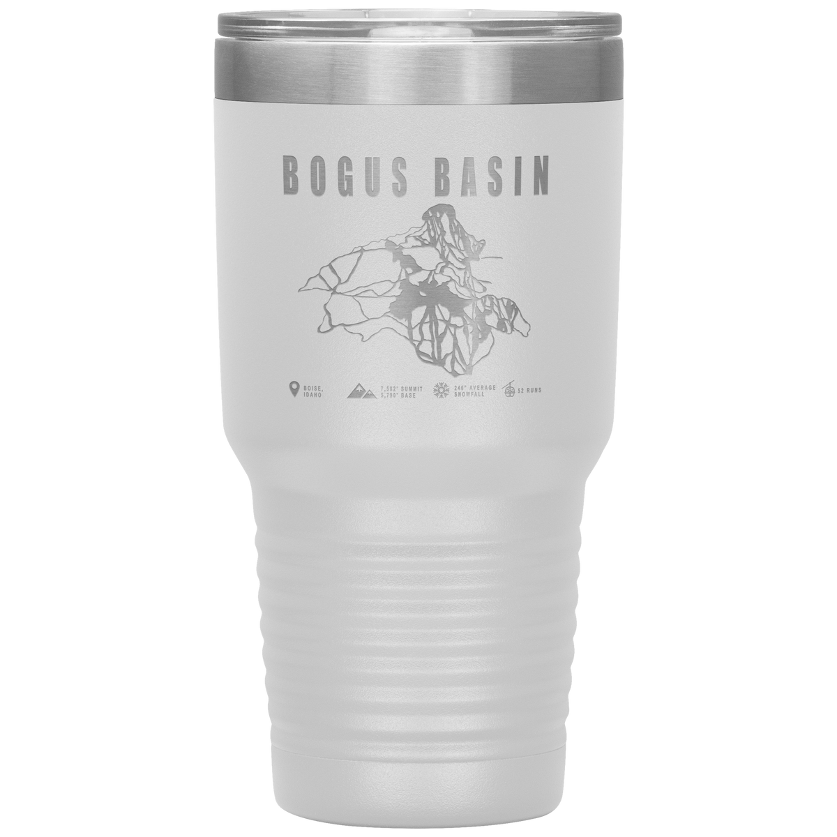 Bogus Basin Idaho Ski Trail Map 30oz Tumbler - Powderaddicts