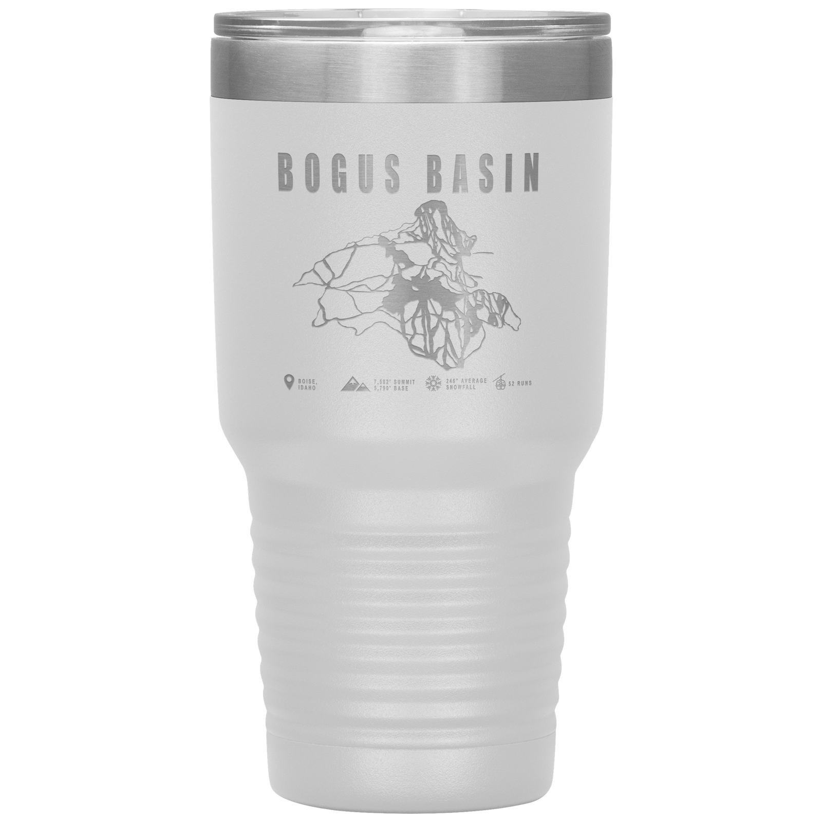 Bogus Basin Idaho Ski Trail Map 30oz Tumbler - Powderaddicts