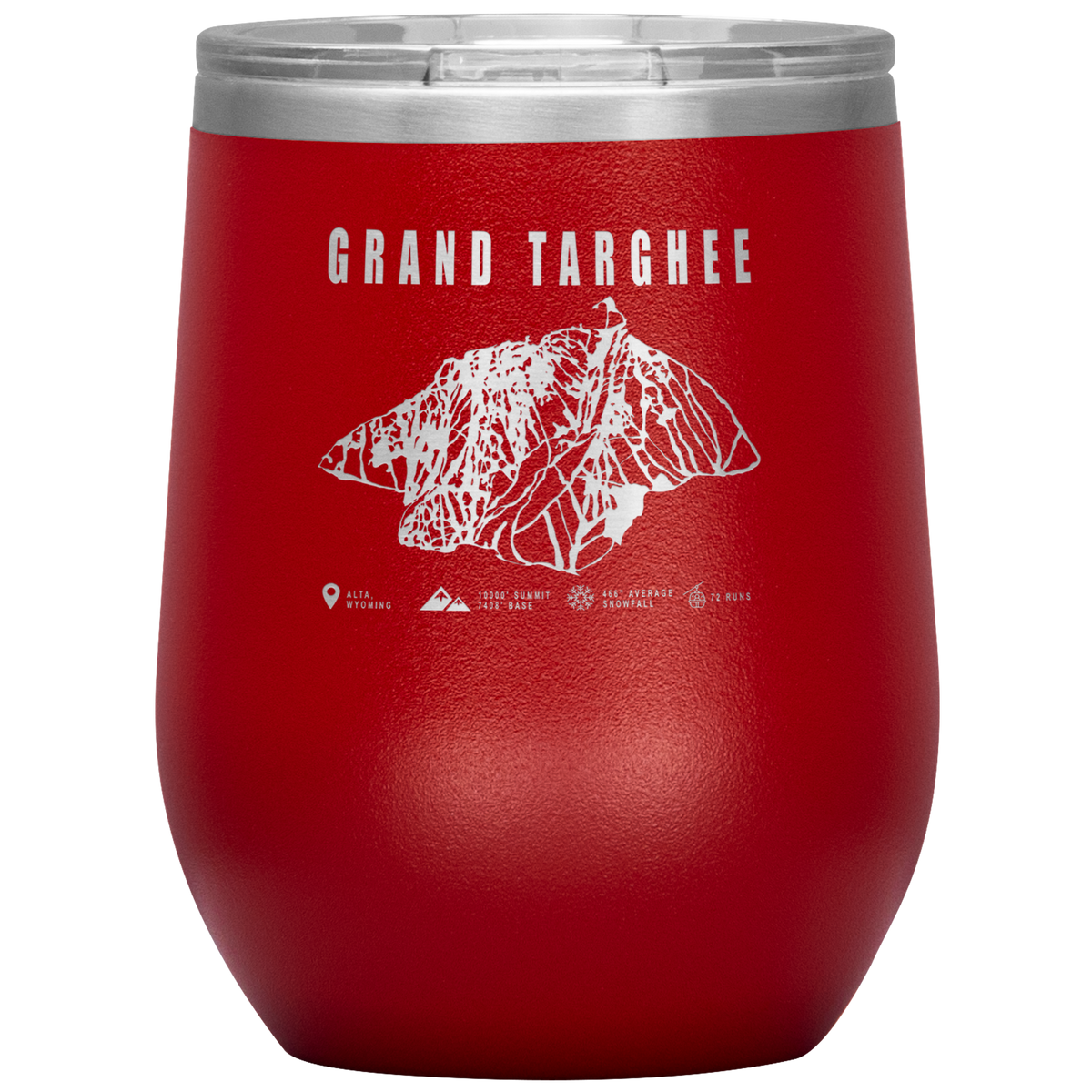 Grand Targhee Wyoming Ski Trail Map Wine 12oz Tumbler - Powderaddicts