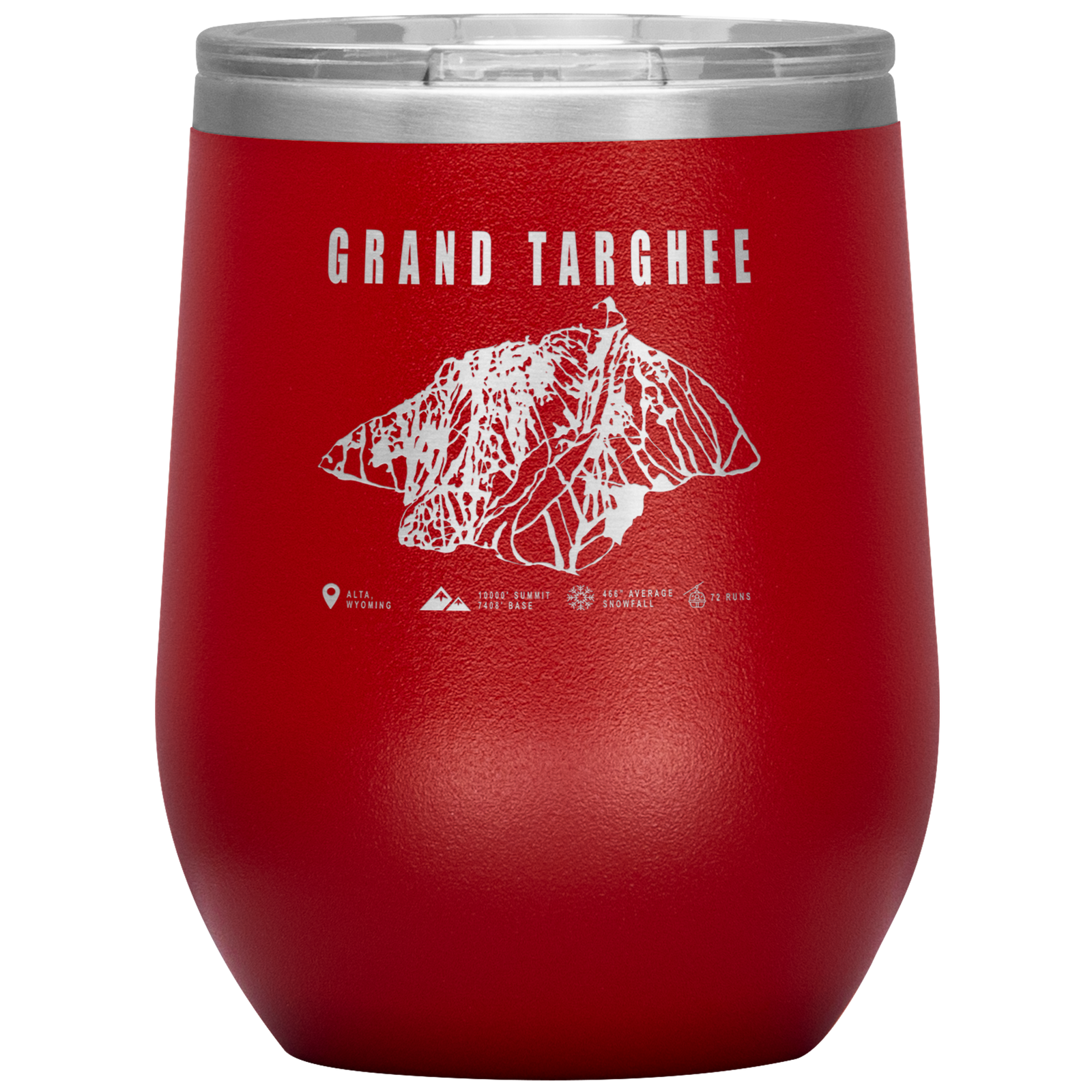 Grand Targhee Wyoming Ski Trail Map Wine 12oz Tumbler - Powderaddicts