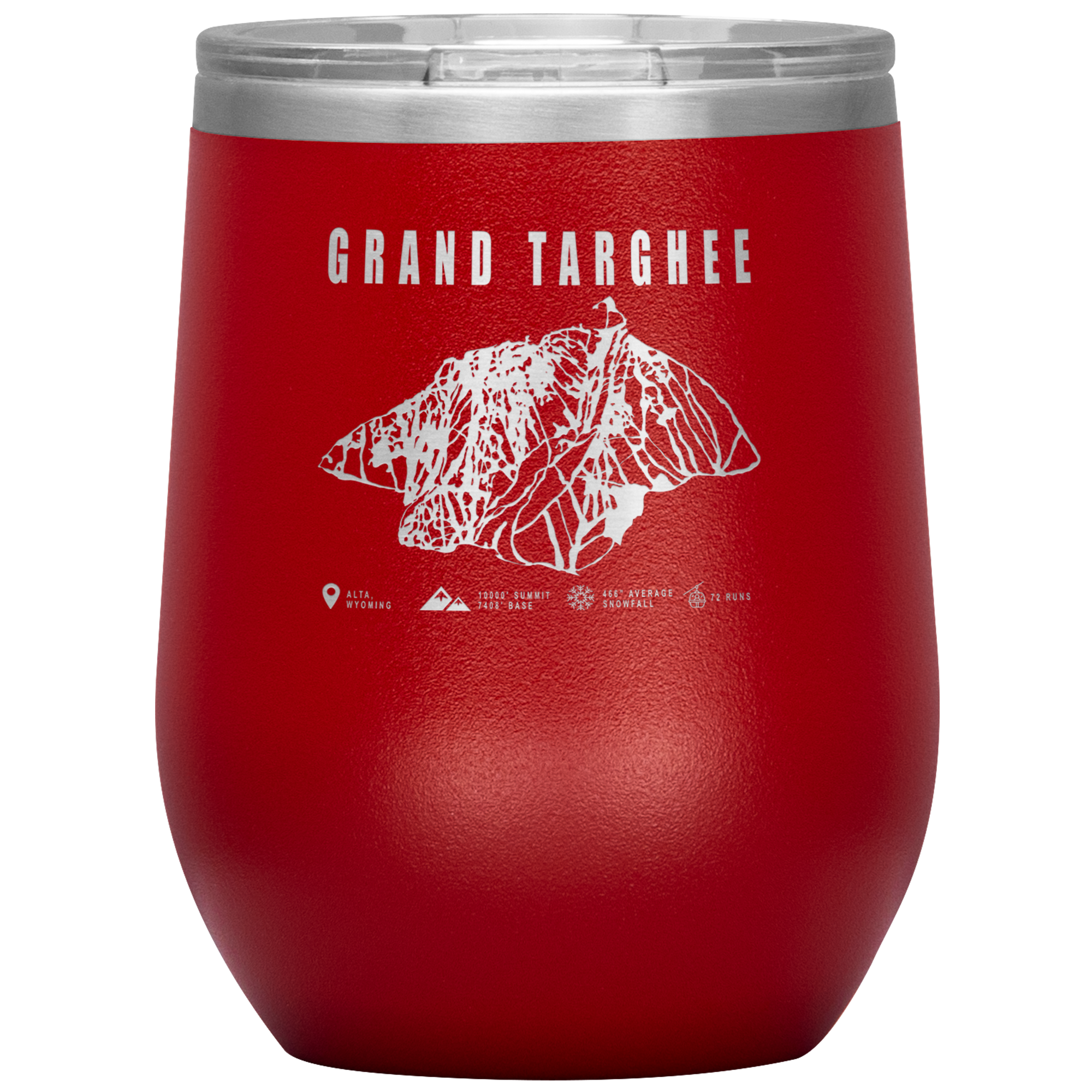 Grand Targhee Wyoming Ski Trail Map Wine 12oz Tumbler - Powderaddicts