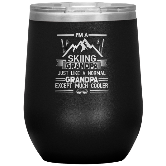 I'm A Skiing Grandpa Wine 12oz Tumbler - Powderaddicts