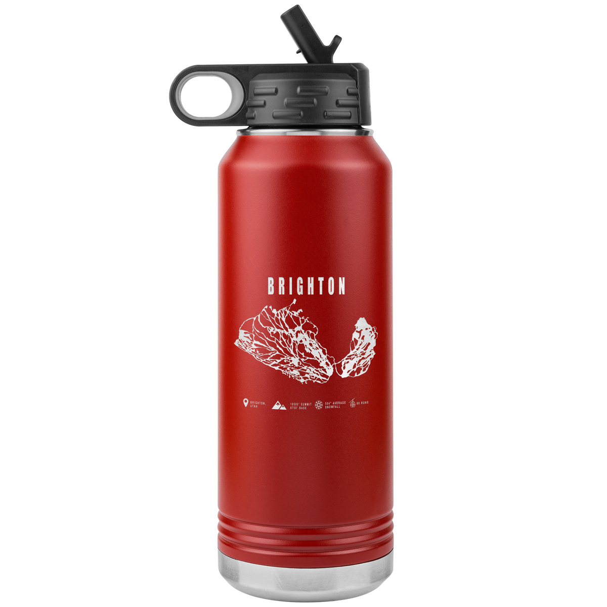 Brighton,Utah Ski Trail Map 32oz Water Bottle Tumbler - Powderaddicts