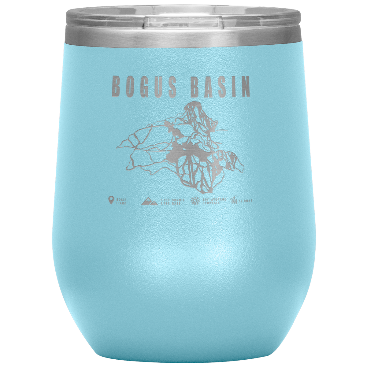 Bogus Basin Idaho Ski Trail Map Wine 12oz Tumbler - Powderaddicts