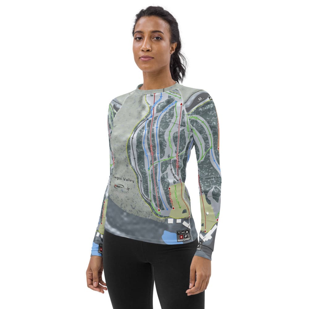 Yawgoo Valley, Rhode Island Ski Trail Map Women's Base Layer Top - Powderaddicts