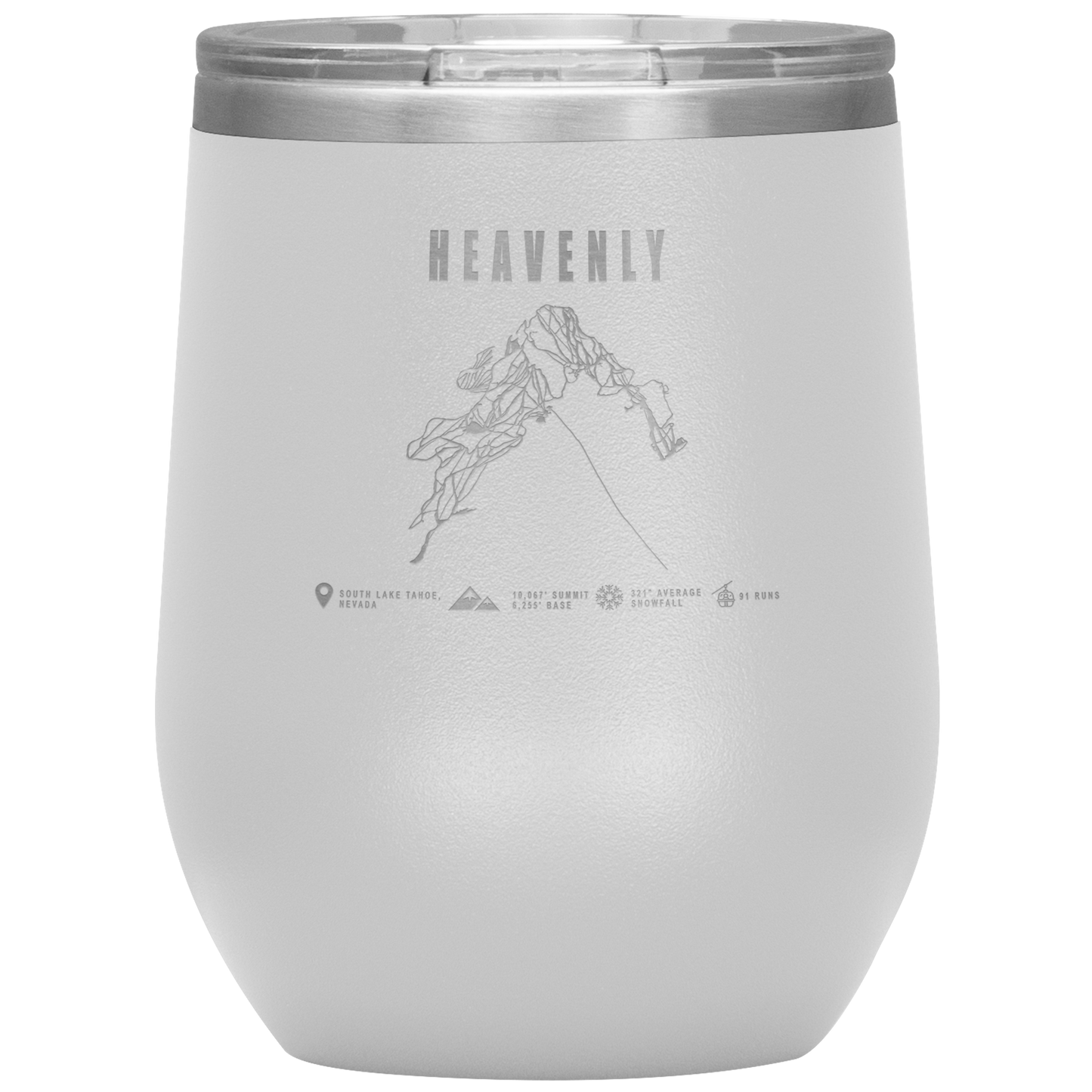 Heavenly, Nevada Ski Trail Map Wine 12oz Tumbler - Powderaddicts