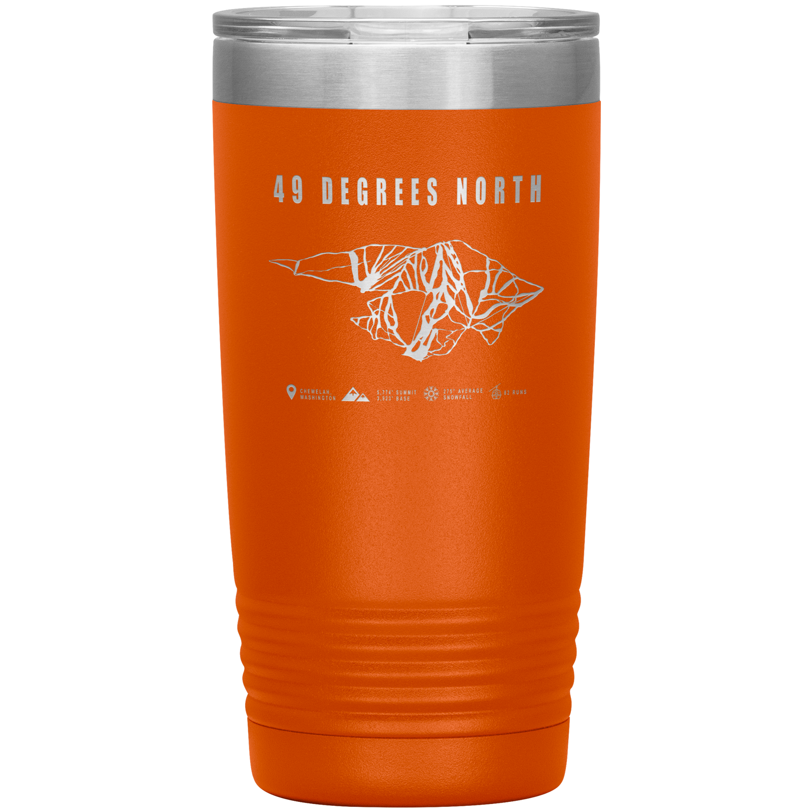 49 Degrees North, Washington Ski Trail Map 20oz Tumbler - Powderaddicts