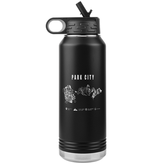 Park city,Utah Ski Trail Map 32oz Water Bottle Tumbler - Powderaddicts