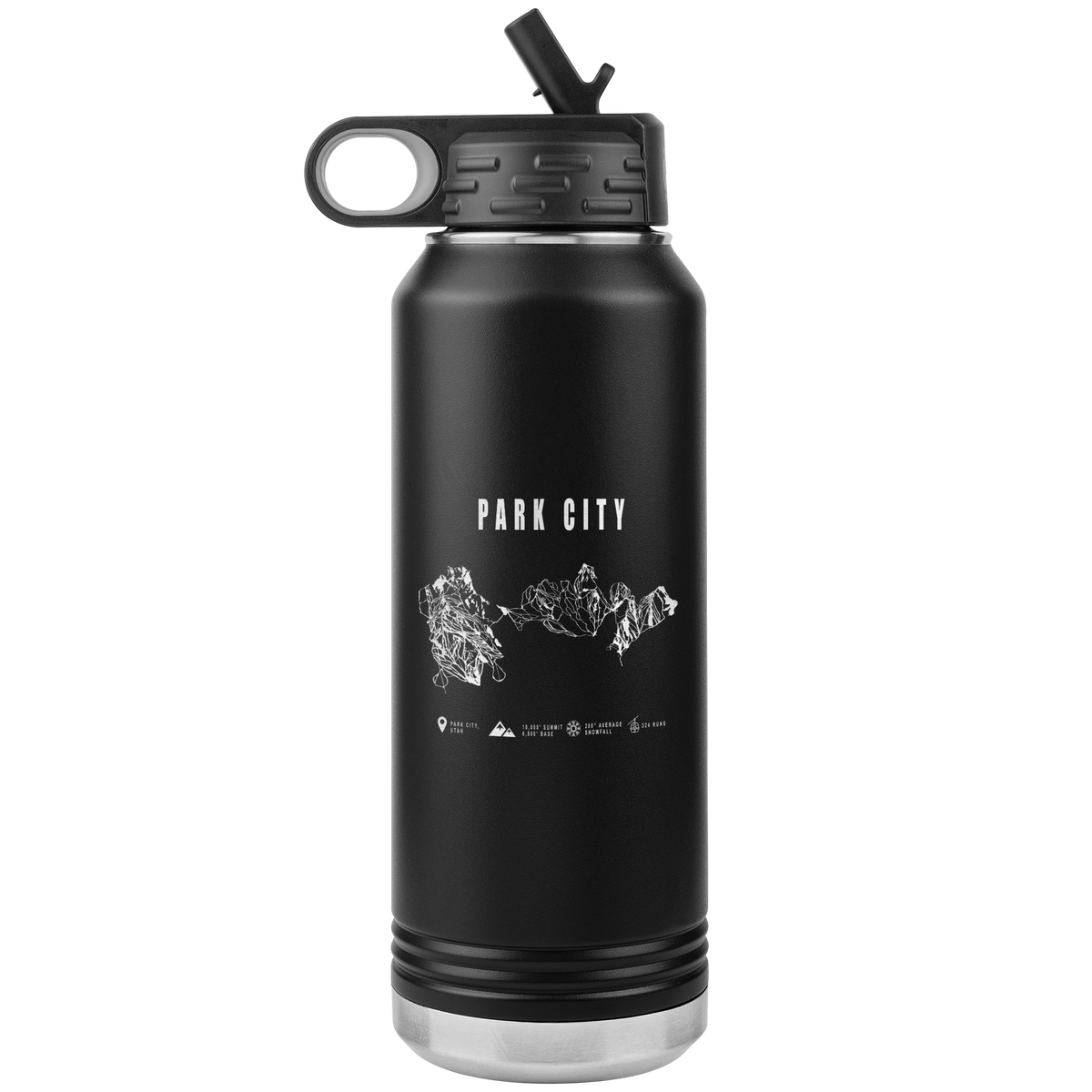Park city,Utah Ski Trail Map 32oz Water Bottle Tumbler - Powderaddicts