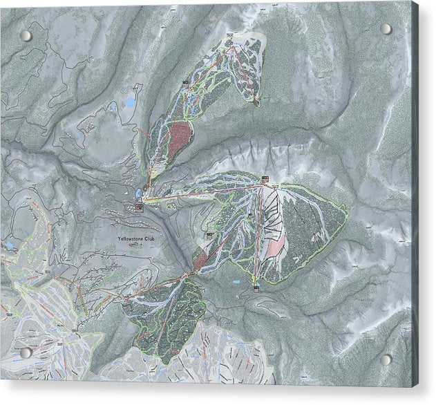 Yellowstone Club Ski Trail Map - Acrylic Print - Powderaddicts