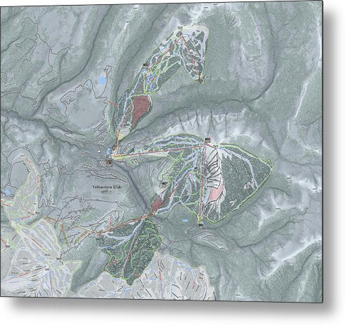 Yellowstone Club Ski Trail Map - Metal Print - Powderaddicts