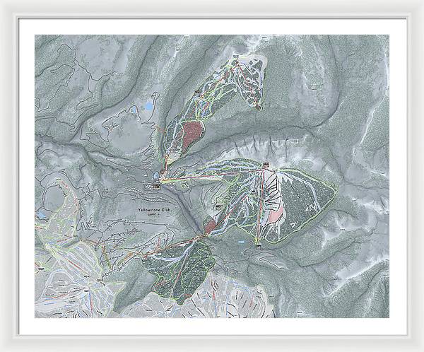 Yellowstone Club Ski Trail Map - Framed Print - Powderaddicts