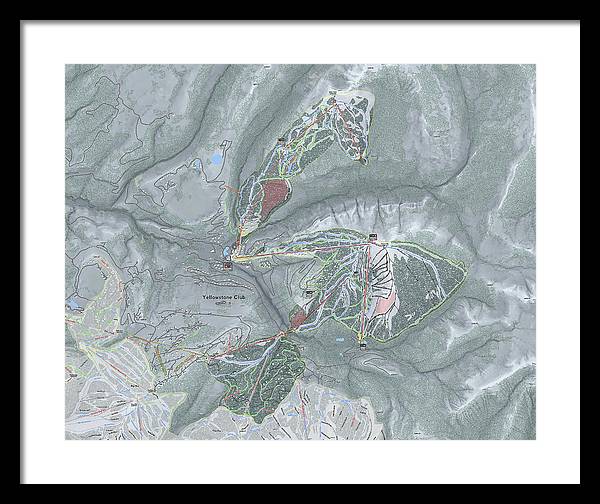Yellowstone Club Ski Trail Map - Framed Print - Powderaddicts
