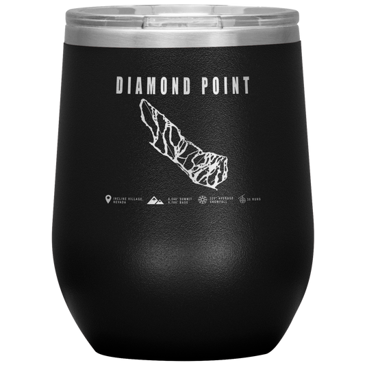 Diamond Point, Nevada Ski Trail Map Wine 12oz Tumbler - Powderaddicts