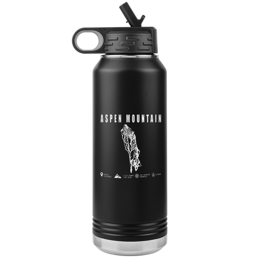 Aspen Mountain Colorado Ski Trail Map 32oz Water Bottle Tumbler - Powderaddicts