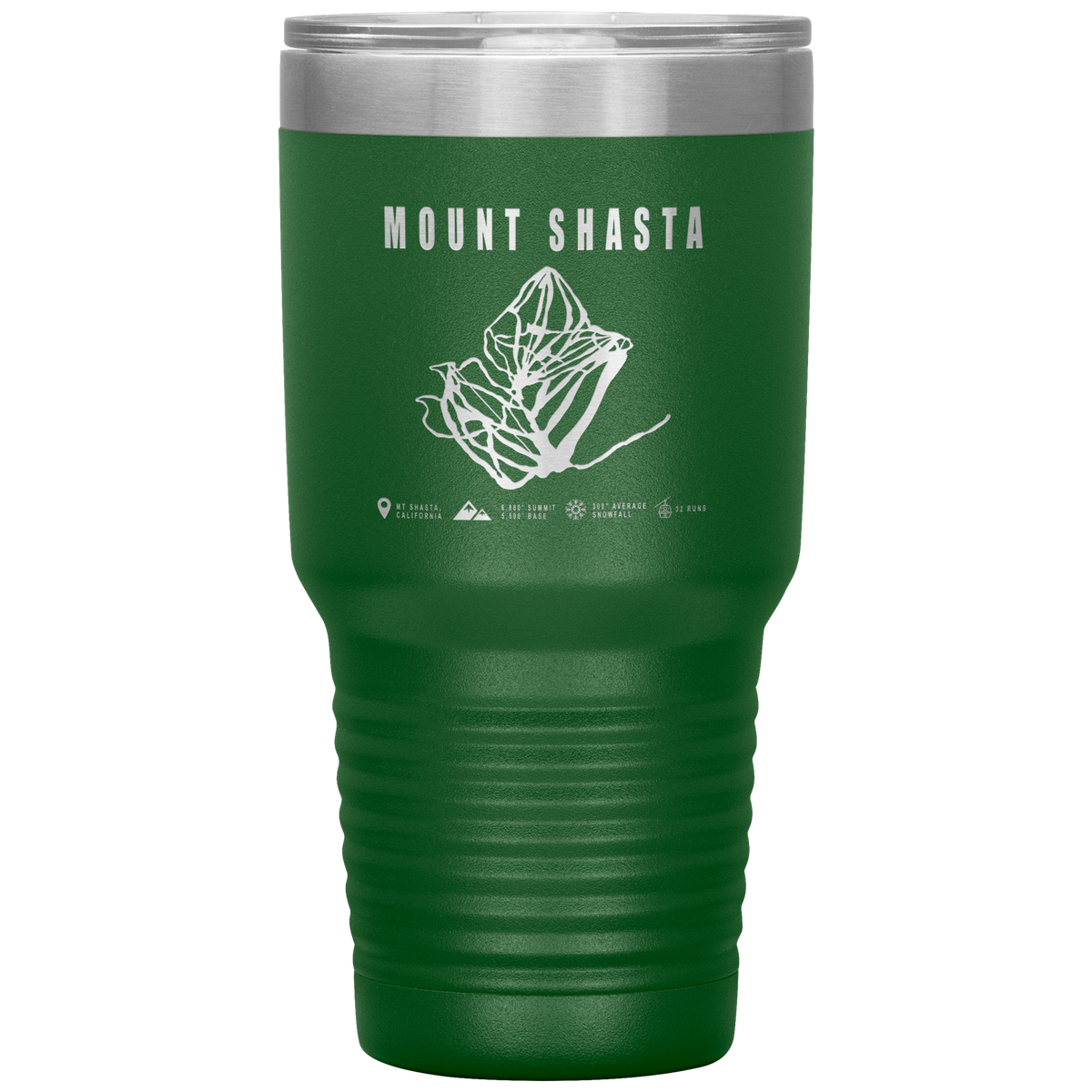 Mount Shasta, California Ski Trail Map 30oz Tumbler - Powderaddicts