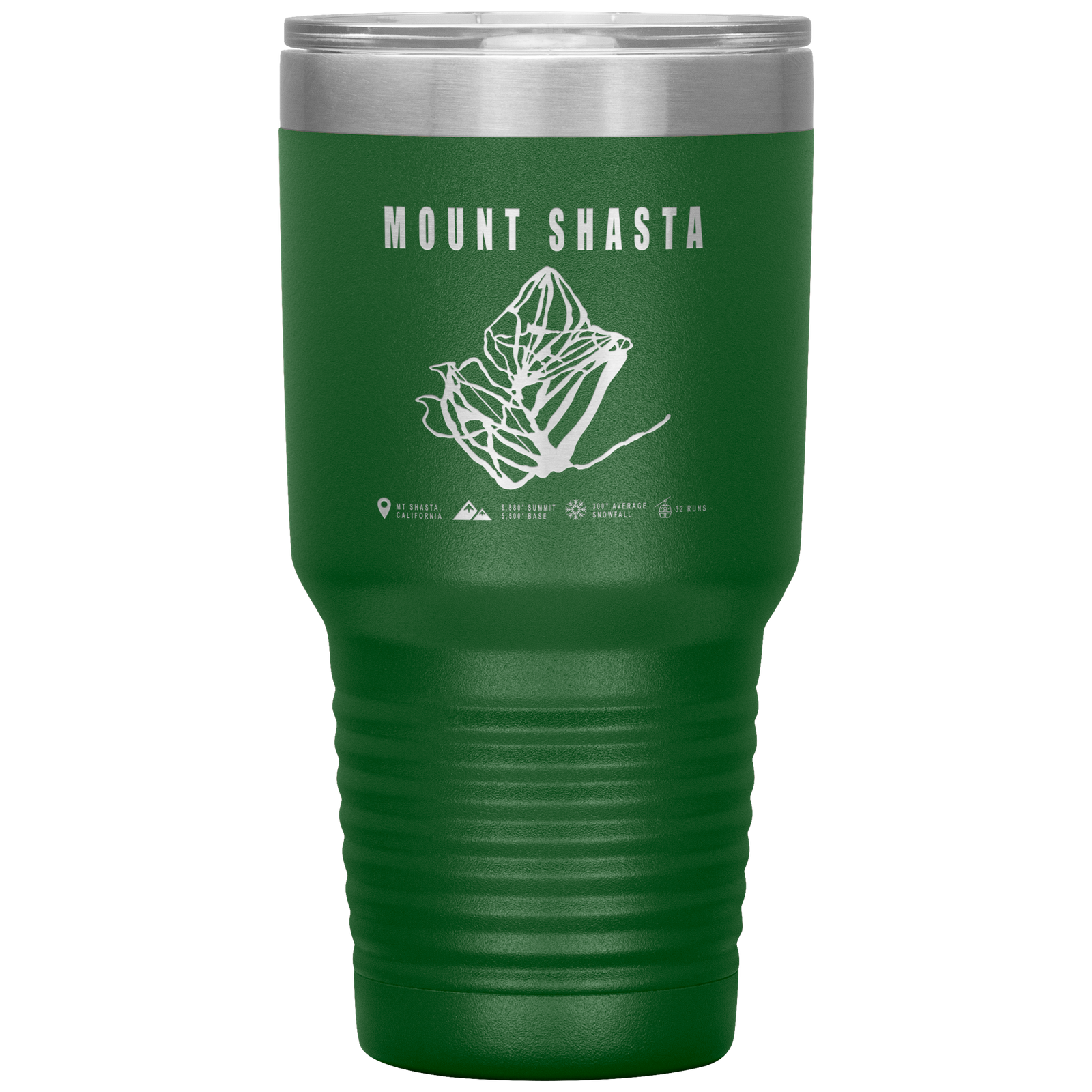 Mount Shasta, California Ski Trail Map 30oz Tumbler - Powderaddicts
