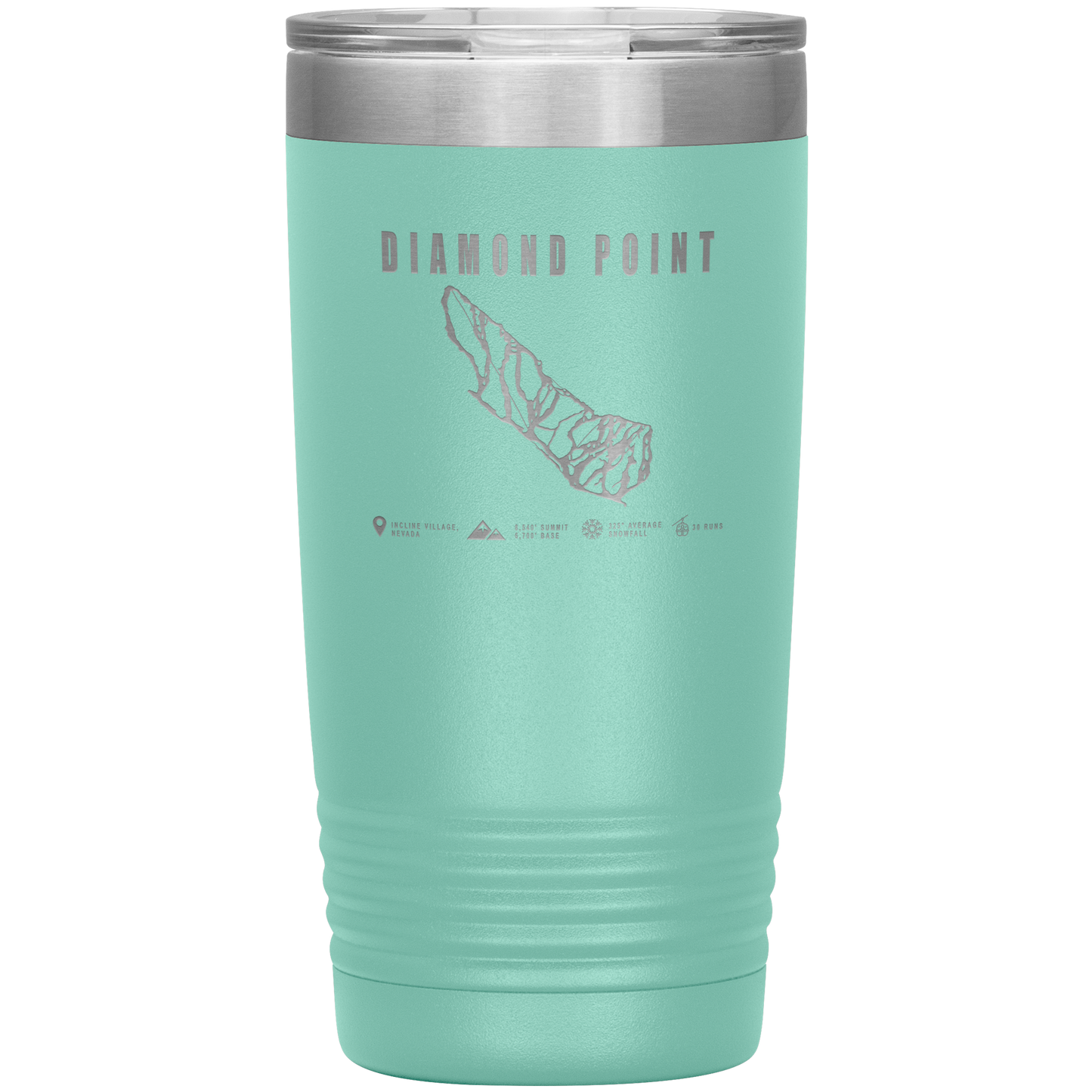 Diamond Point, Nevada Ski Trail Map 20oz Tumbler - Powderaddicts