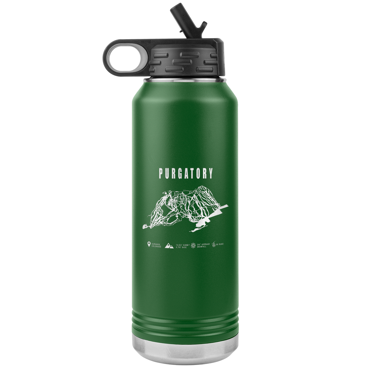 Purgatory Colorado Ski Trail Map 32oz Water Bottle Tumbler - Powderaddicts