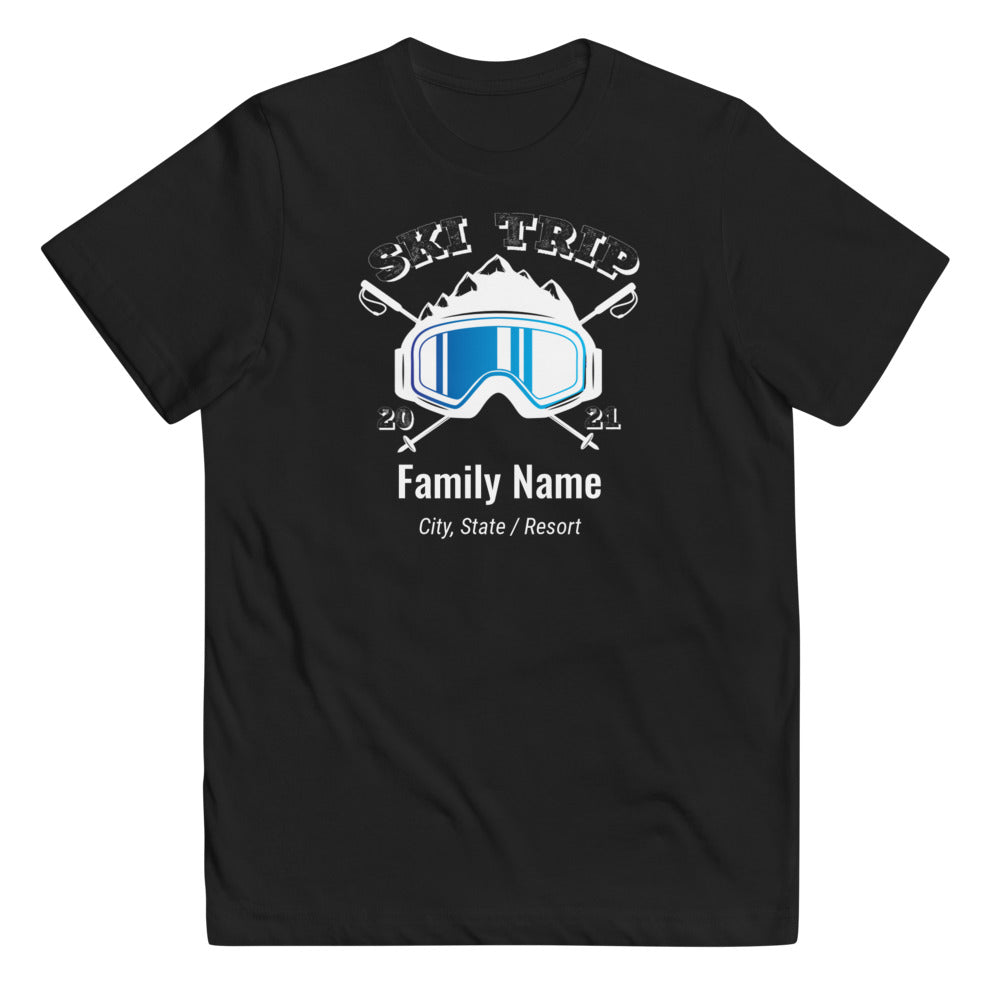 Family Ski Trip 2021 Blue Goggles Youth jersey t-shirt - Powderaddicts