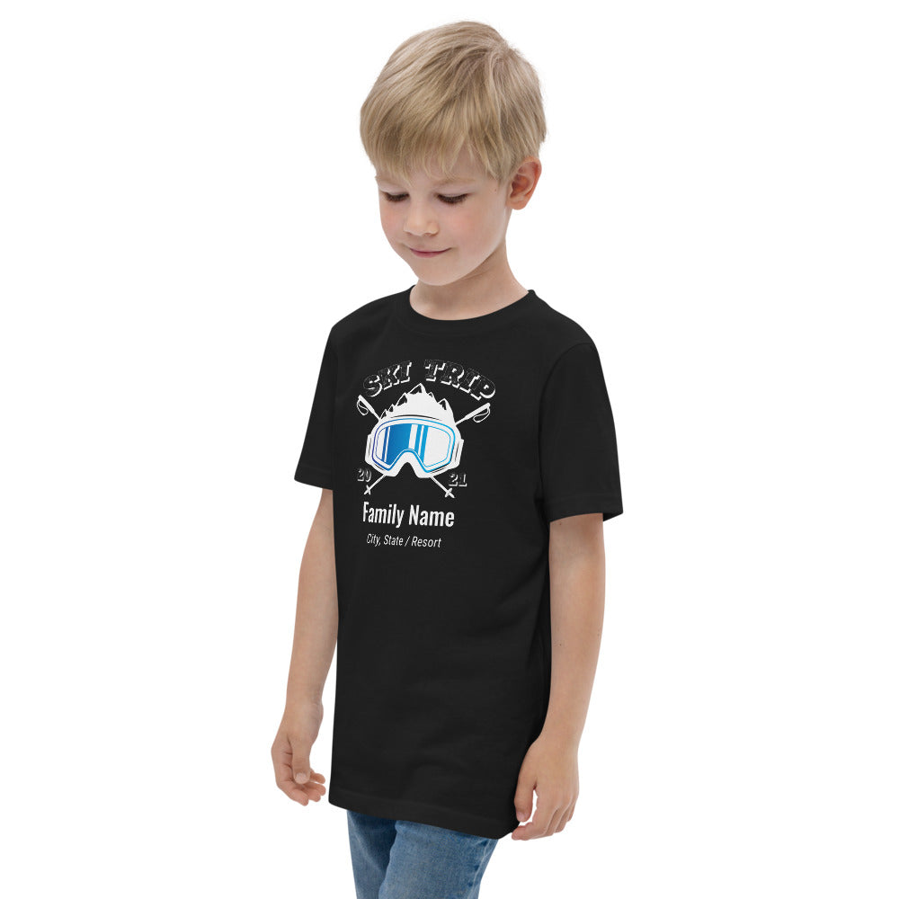 Family Ski Trip 2021 Blue Goggles Youth jersey t-shirt - Powderaddicts