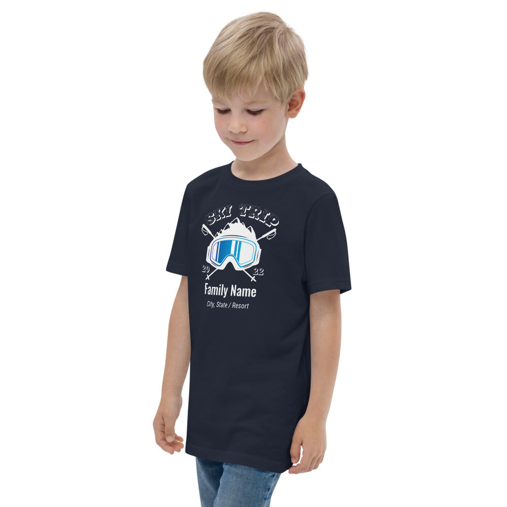 Family Ski Trip 2022 Blue Goggles Youth jersey t-shirt - Powderaddicts