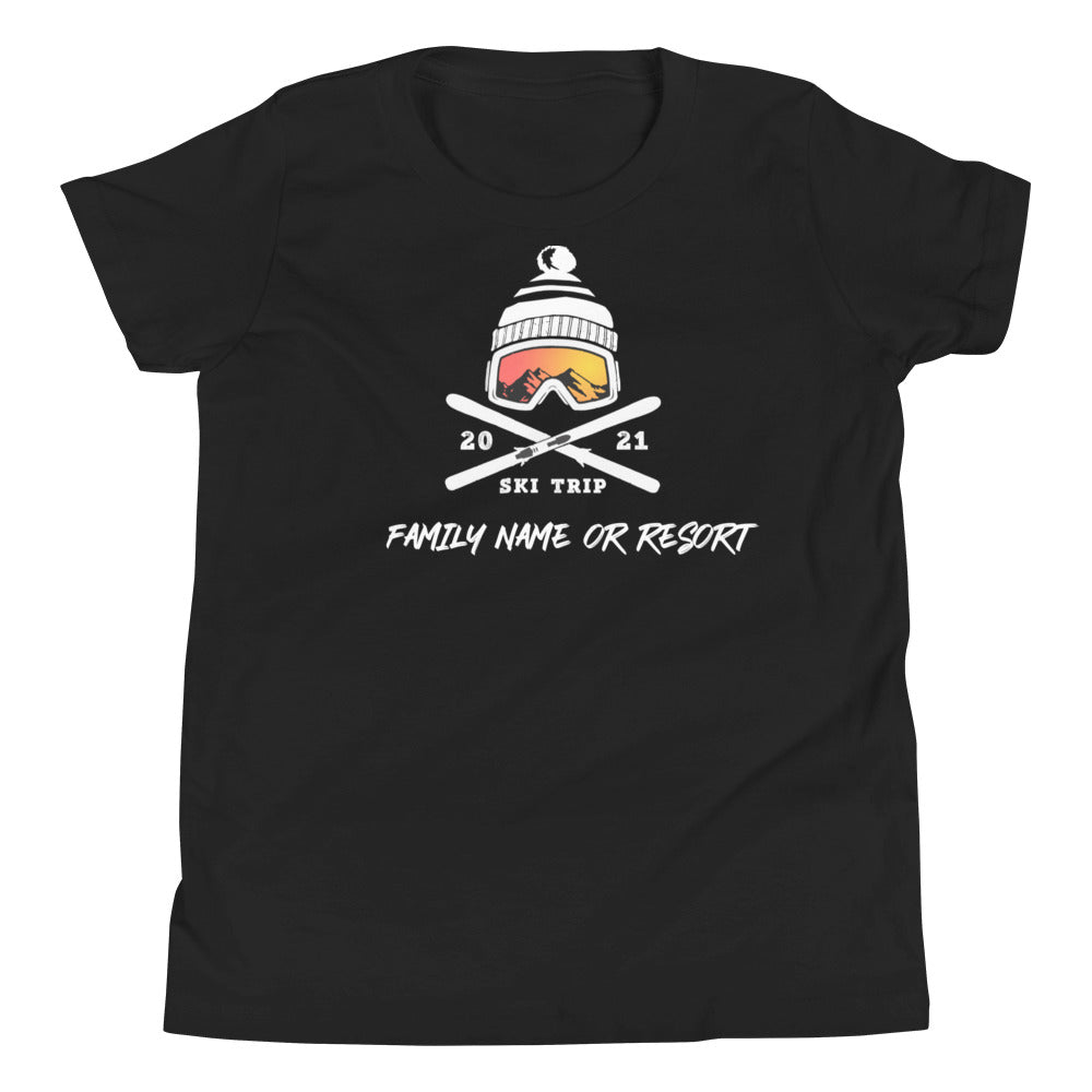 PERSONALIZED FAMILY SKI TRIP Youth Short Sleeve T-Shirt - 2021 - Powderaddicts