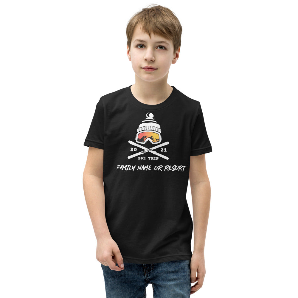 PERSONALIZED FAMILY SKI TRIP Youth Short Sleeve T-Shirt - 2021 - Powderaddicts