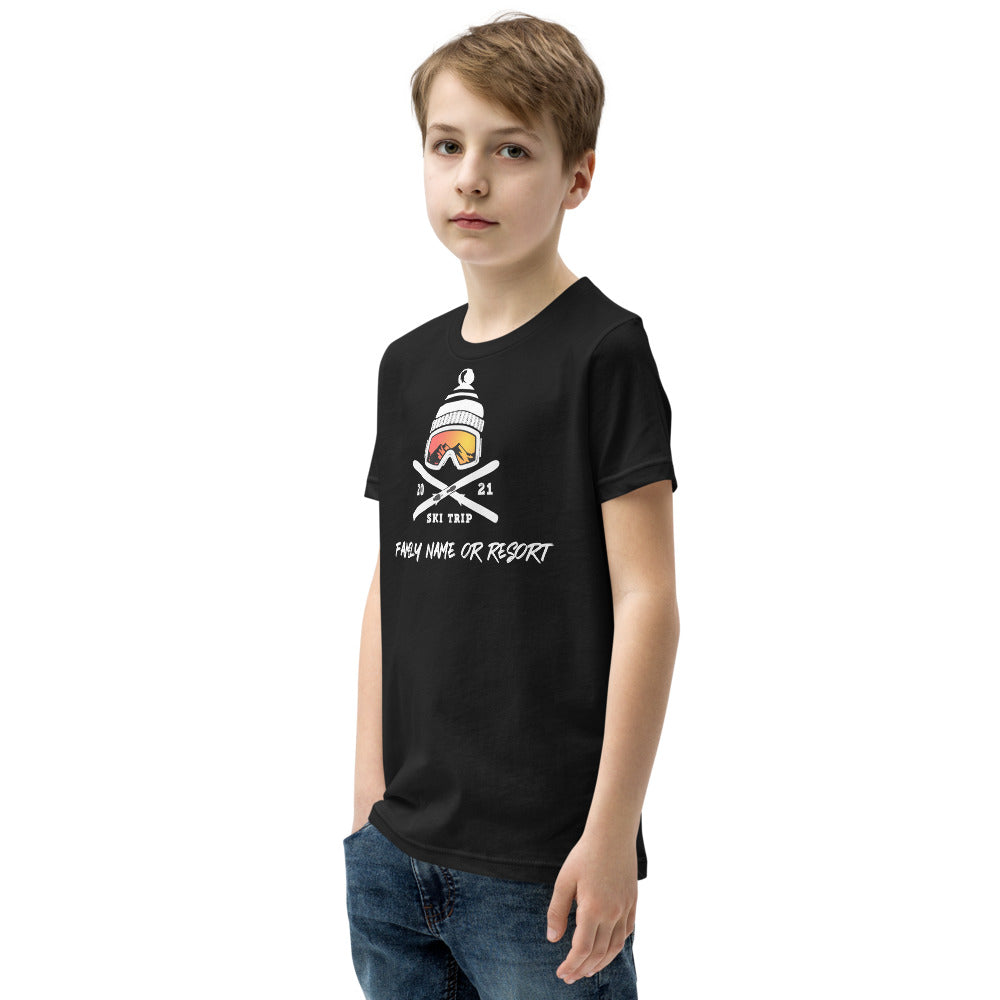 PERSONALIZED FAMILY SKI TRIP Youth Short Sleeve T-Shirt - 2021 - Powderaddicts