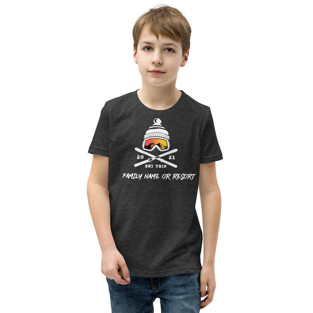 PERSONALIZED FAMILY SKI TRIP Youth Short Sleeve T-Shirt - 2021 - Powderaddicts