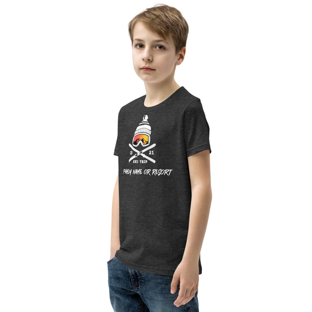 PERSONALIZED FAMILY SKI TRIP Youth Short Sleeve T-Shirt - 2021 - Powderaddicts
